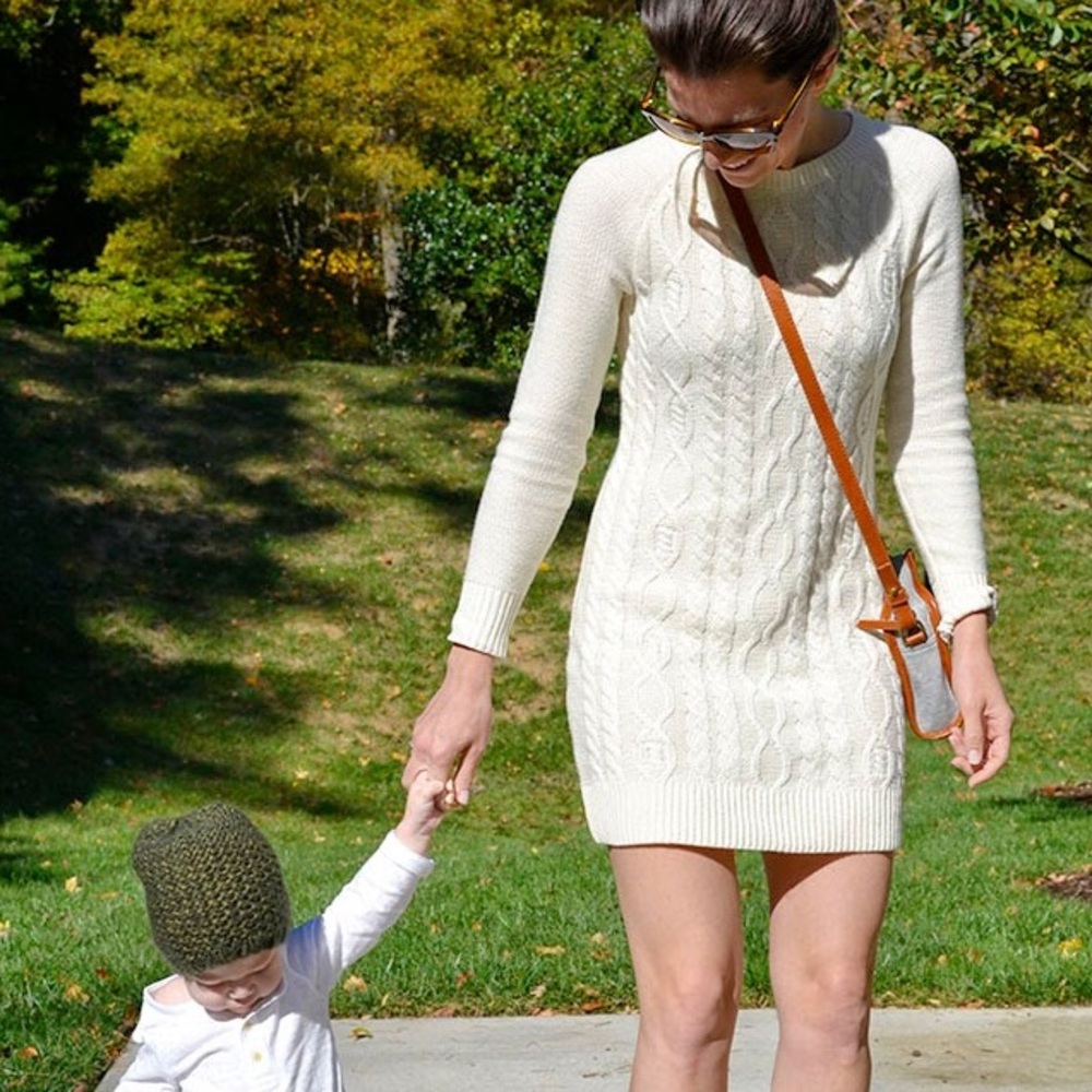 Cable knit sweater dress